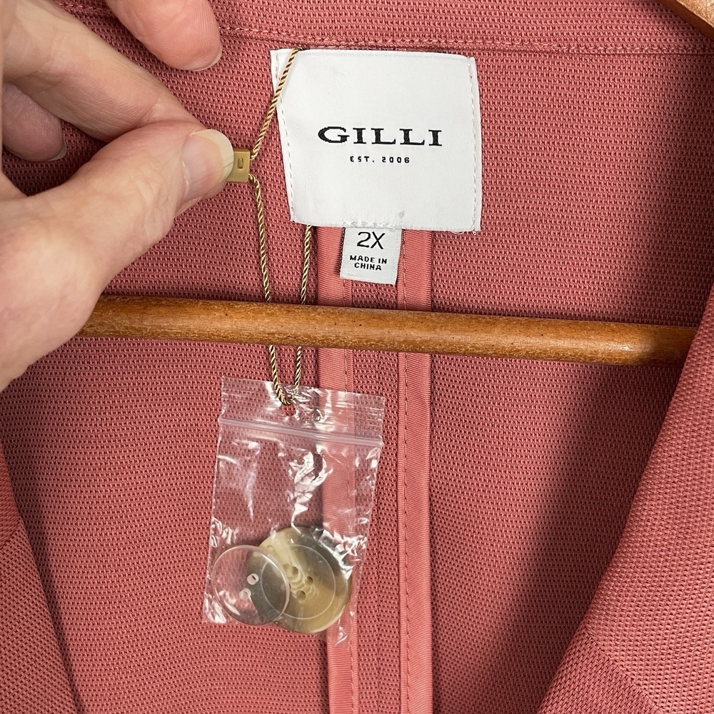 Gilli Womens Dusty‎ Rose Double Breasted Blazer 2X Career Oversized Minimalist - Picture 4 of 7